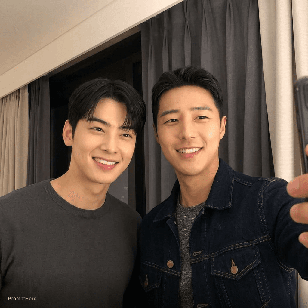 AI generated: Change the face to cha eun woo face and keep the background to remain the same 