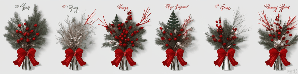 AI generated:  sky, forest, branches, cones, red winter berries, cinnamon sticks, New Year's balls and spruce bran...