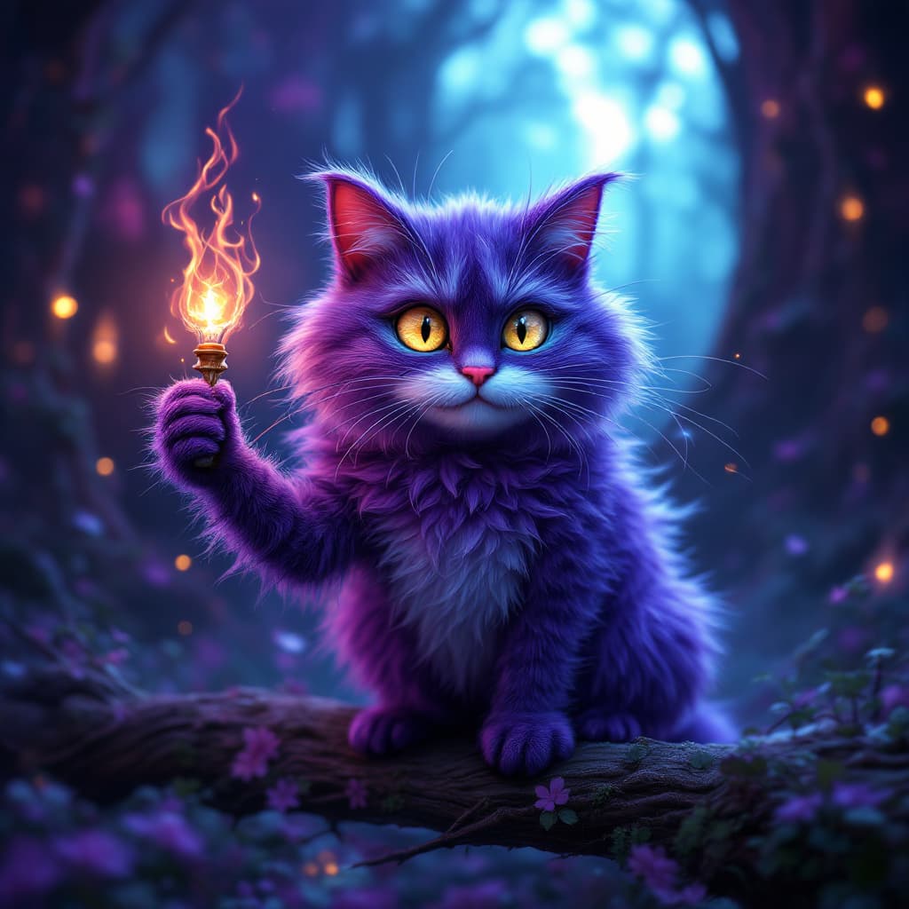 AI generated: character design, anthropomorphic 
Cheshire Cat, photorealistic void, magical atmosphere, 8k detail ...