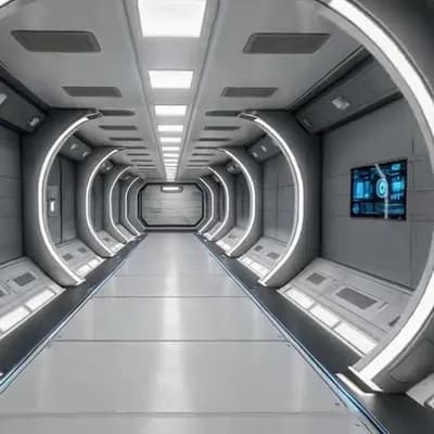 AI generated video: Slow pan around the room, leaving the area, escaping. Looking around the area. Slight shake (VERY su...