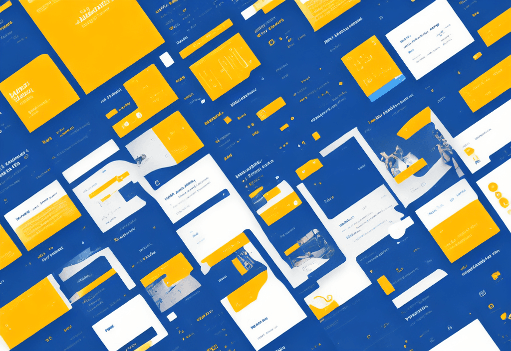 AI generated: bookler, ui design, awesome design, futuristic, background white, blue headers, yellow orange, one p...