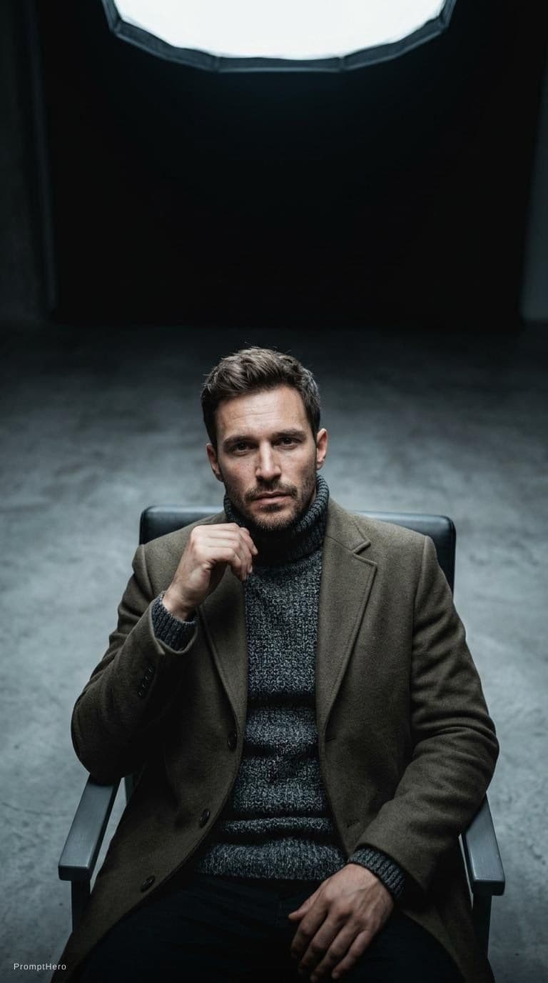 AI generated: high-end portrait photography, editorial studio photography, cinematic color grading, vertical compo...
