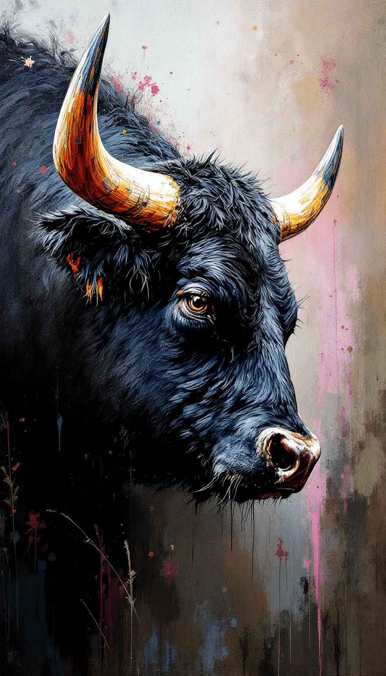 AI generated: a black fighting bull painting pastel colors, 16k, -ar 9:16 - - style 750 - -v 6.0 - Image
