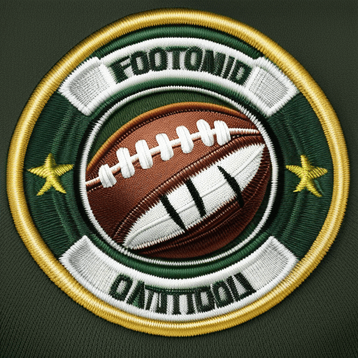 AI generated: Close-up photo of embroidered football team patch.