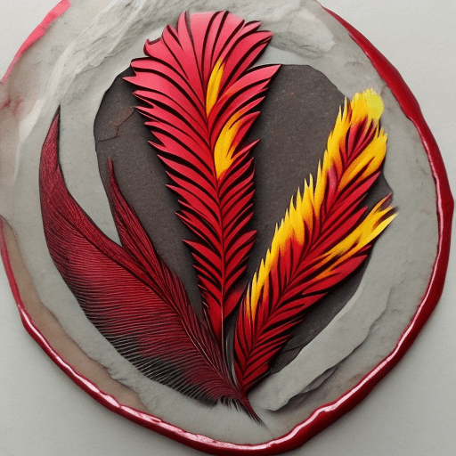AI generated: phoenix, cartoon pixar like. Plying with stone cylindar. Red color of feathers