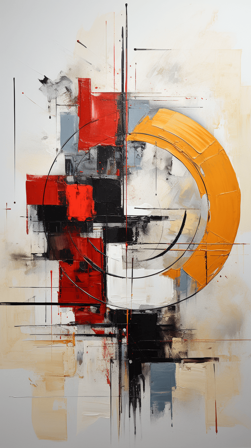 AI generated: abstract realism painting in orange and grey with modern brush techniques, in the style of bauhaus f...