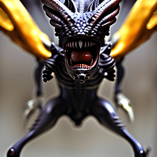 AI generated: Macro photos of xenomorph dragon, 