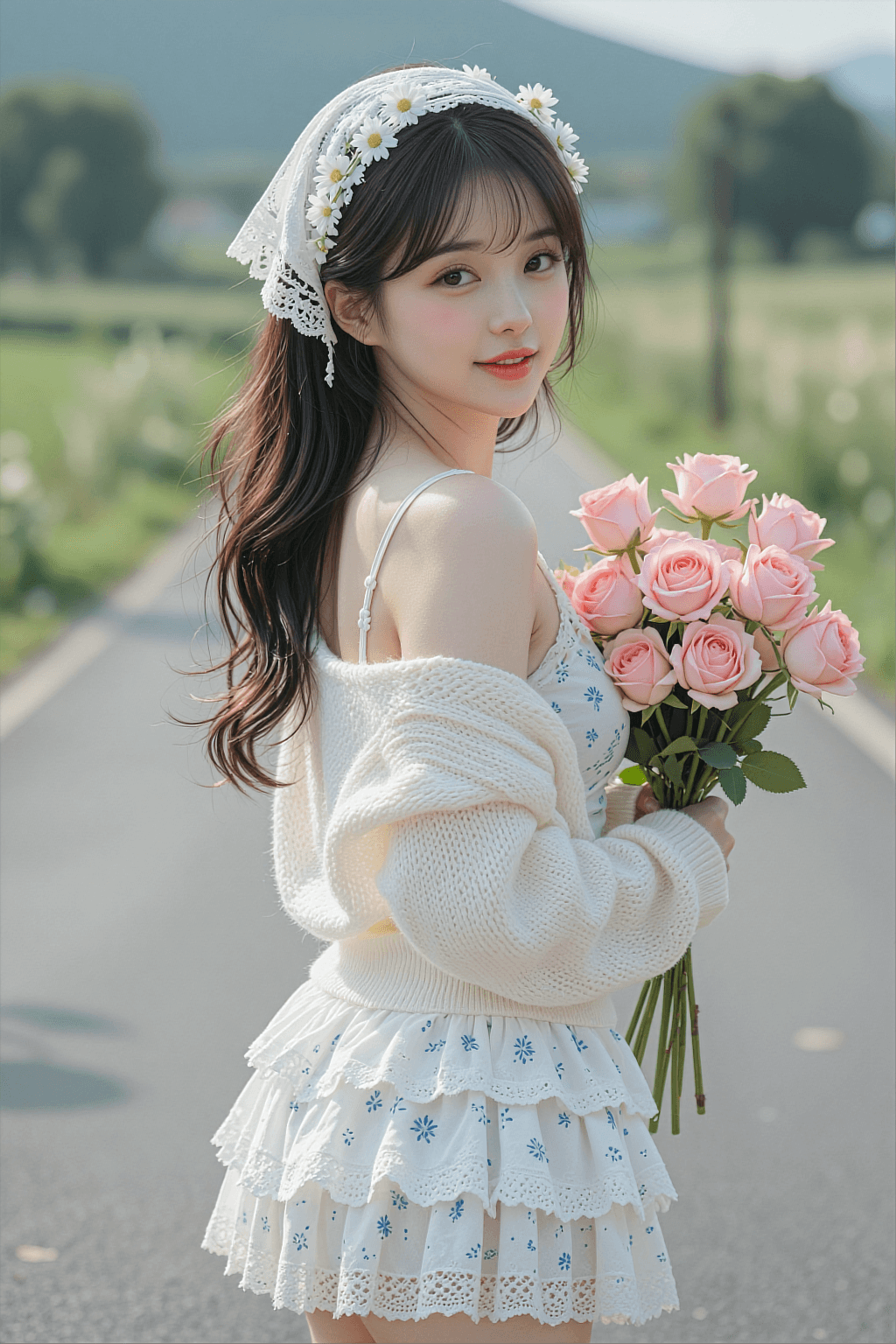 AI generated: A highly detailed, photorealistic, cinematic vertical medium-full shot of a beautiful young East Asi...