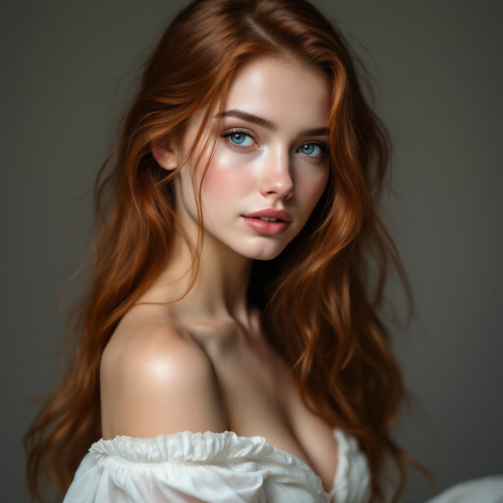AI generated: Retrato hiperrealista de cuerpo entero de una joven increíblemente hermosa con una piel extremadamen...