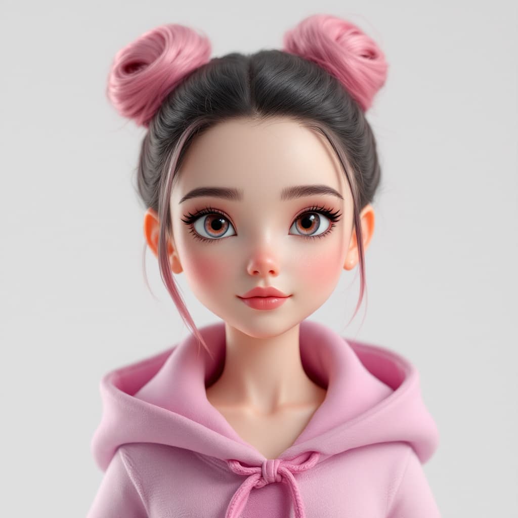 AI generated: Character sheet，diesney valentine, Girl with fasened top hair, not open hair, top fasened hair, 3d p...