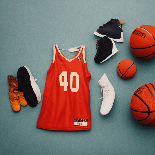 AI generated: a flat lay photography of vintage basketball outfit knolling :: Wes Anderson color palette, studio l...