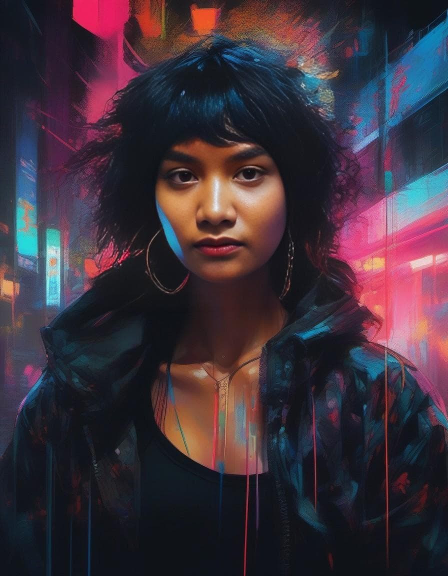AI generated: A girl wearing fancy street wear, tokyo,neon light, centered| intricate| highly detailed| breathtaki...