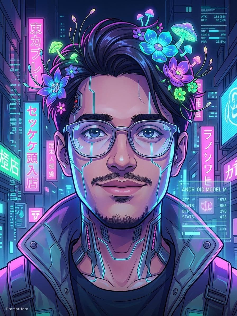 AI generated: Prompt: A masterpiece centered anime drawing of a beautiful male android bishounen, featured on pixi...