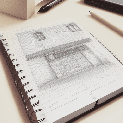 AI generated: one line drawing, notebooks, books, stationeries