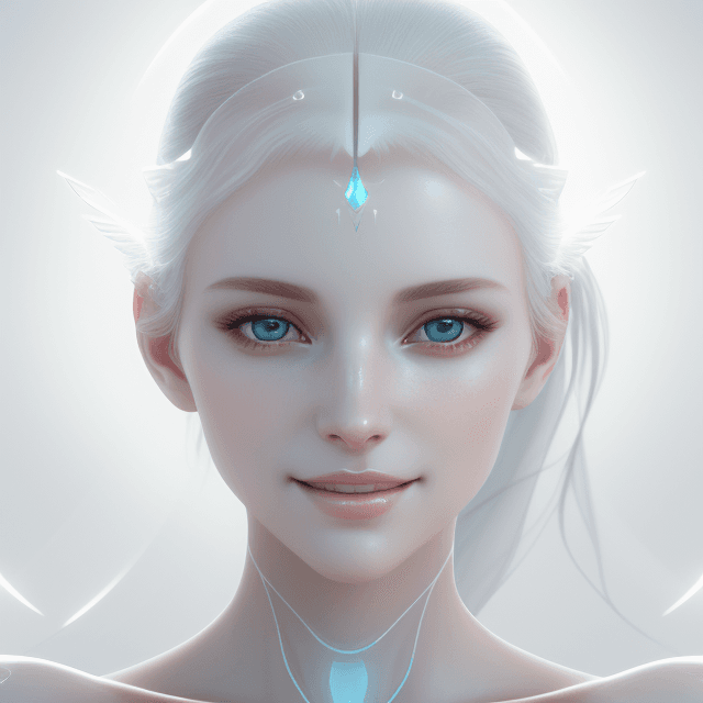 AI generated: ethereal and clean portrait of a woman character Unreal Engine 5, pristine glass-like face skin qual...