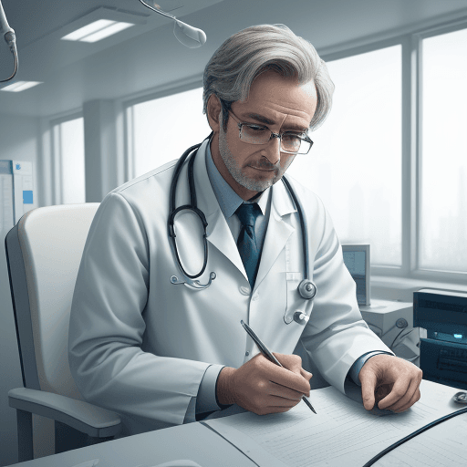 AI generated: make a image of doctor working in a hospital, hyper realistic, 4k image , with more detail