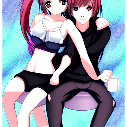 AI generated: Anime, girl sittin on boys face,