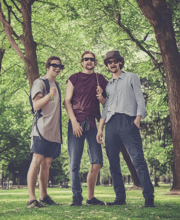 AI generated: Photo of guys in the park, Color Halftone