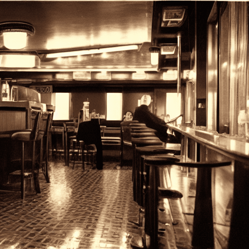 AI generated: The 60's American bar :: Film Halation effect :: Shooting Kodak Vision 3 500t at night with XPan, Fi...