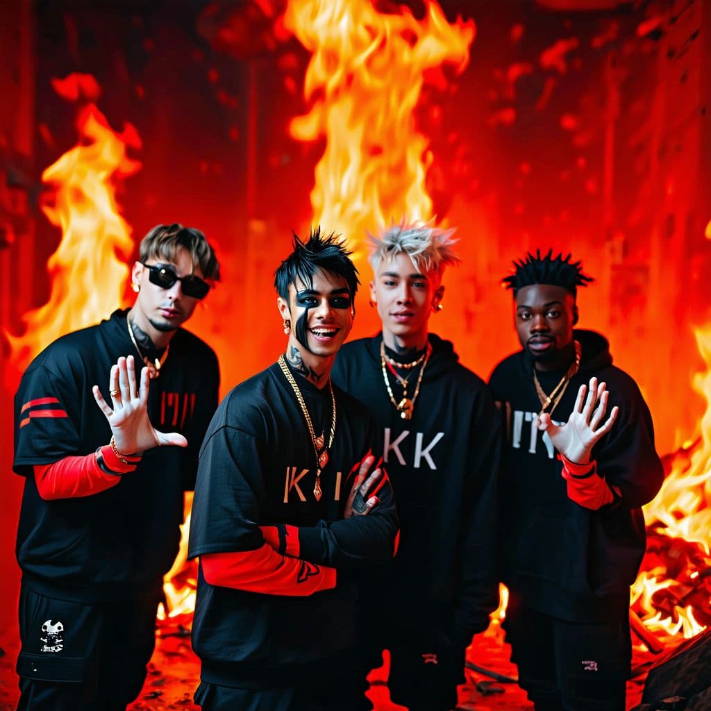 AI generated: ksi, mr beast, ricegum, in hell