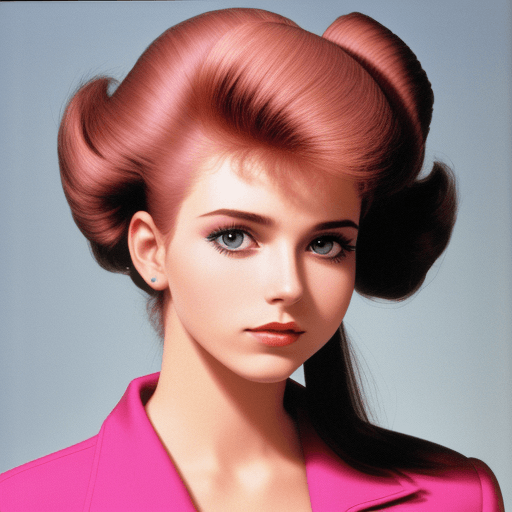 AI generated: high quality picture of a woman head and she has 80s hairstyle and fashion clothes on her, her head ...