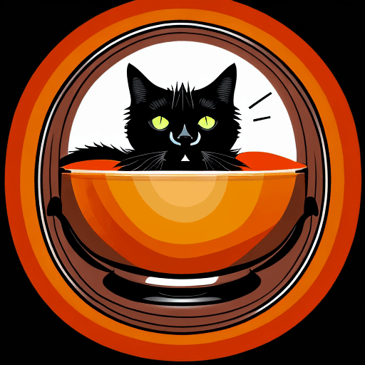 AI generated: vector style image of a black cat with just its head stuck in a fish bowl, the cat should be trying ...