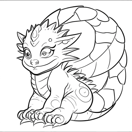 AI generated: cartoon baby druid dragon only the lines so i can paint it and fit the canvas