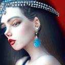 AI generated: a woman with long hair and a tiara on her head is wearing pearls and pearls on her head, highly deta...