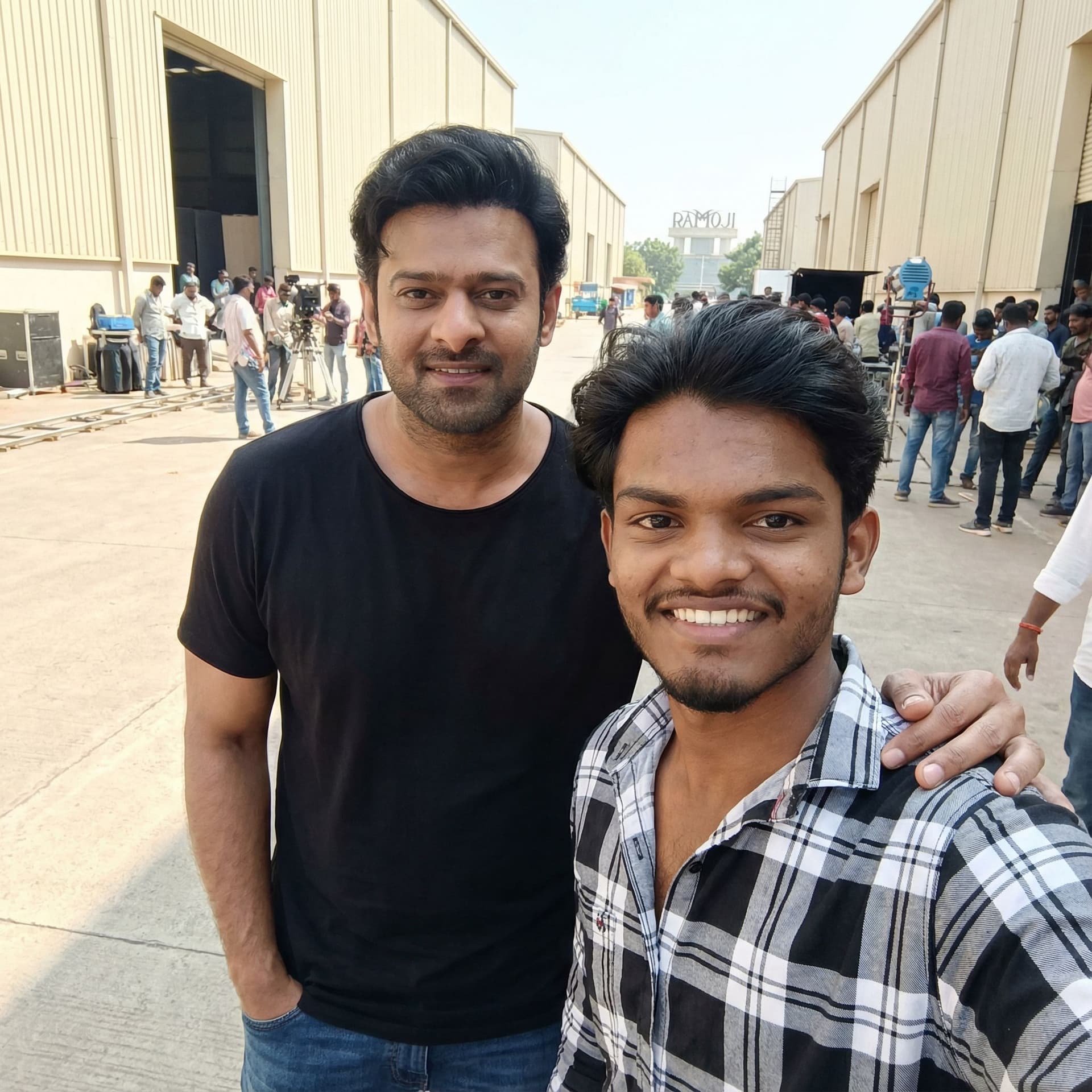 AI generated: Create a image with rebel star prabhas hero in ramuji filim city set