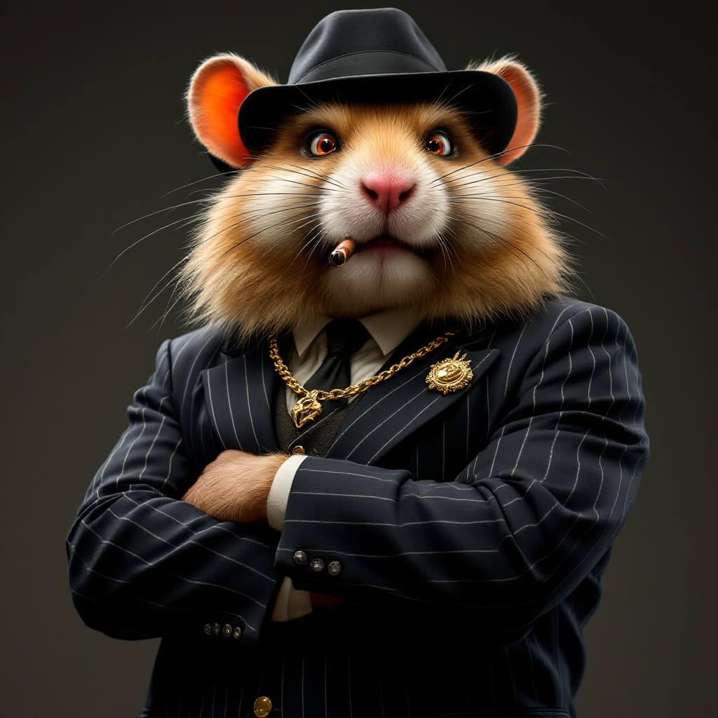 AI generated: A tall, humanoid hamster with a commanding presence, standing as tall as a human, yet retaining the ...