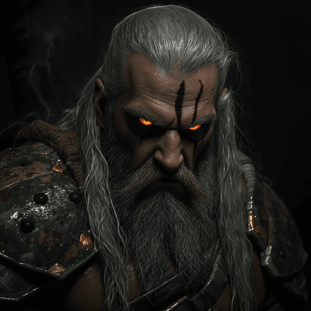 AI generated: The man Warrior gotic sombrio and powerful, evil look, thoughtful look, atmosphere of darkness and h...