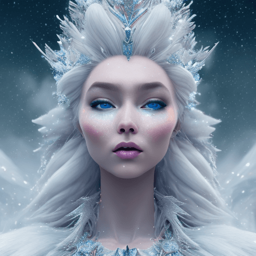 AI generated: a beautiful highly detailed digital artwork of a Snow queen, Vibrant Galaxy Universe Colors, feature...
