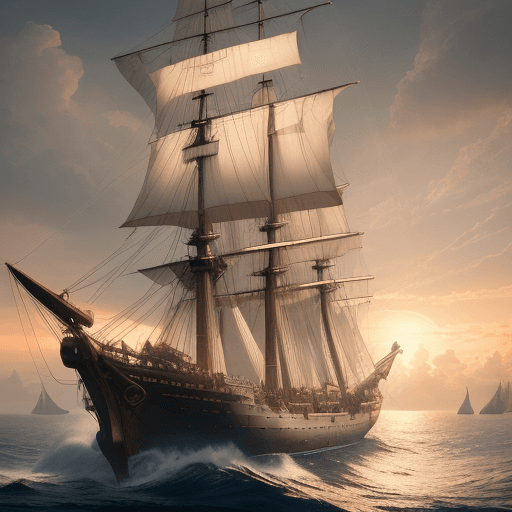 AI generated: Photo of a ultra realistic sailing ship, dramatic light, pale sunrise, cinematic lighting, battered,...