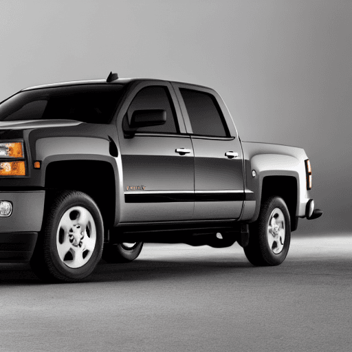 AI generated: chevy truck, minimalist logo, with name (TIRANDO EL ROLL), predominant black and white color