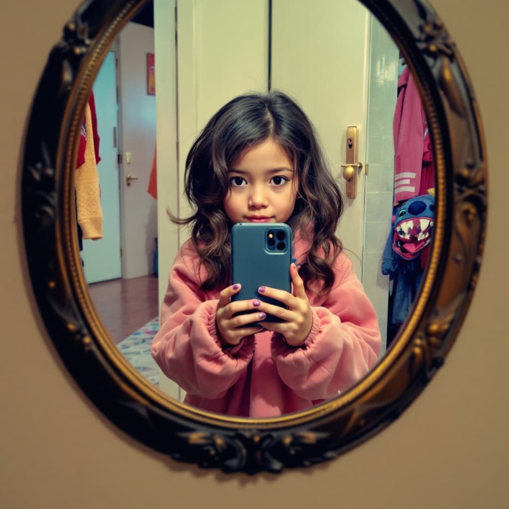 AI generated: Stitch,mirror selfie