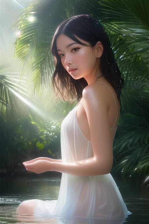 AI generated: Style-Hamunaptra, epic river background, award winning photo, portrait of a cute woman ti-theally ba...
