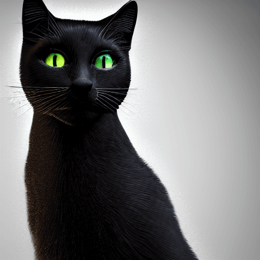 AI generated: "complex 3d render ultra detailed of a black cat, 150 mm, beautiful studio soft light, rim light, vi...
