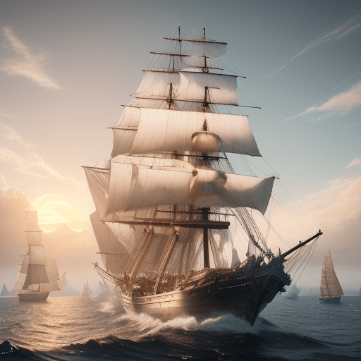 AI generated: Photo of a ultra realistic sailing ship, dramatic light, pale sunrise, cinematic lighting, battered,...