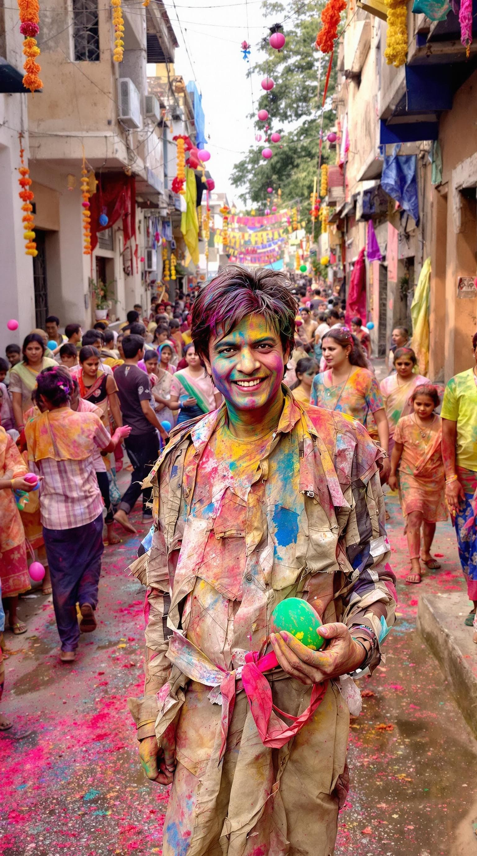 AI generated: A highly realistic, wide-angle photograph capturing a 10-year-old boy resembling a young Shah Rukh K...