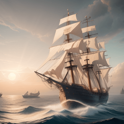 AI generated: Photo of a ultra realistic sailing ship, dramatic light, pale sunrise, cinematic lighting, battered,...