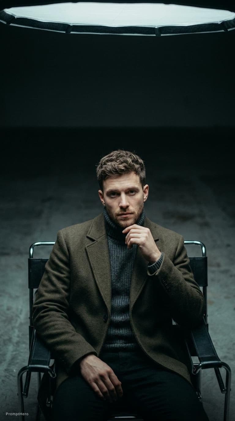 AI generated: high-end portrait photography, editorial studio photography, cinematic color grading, vertical compo...