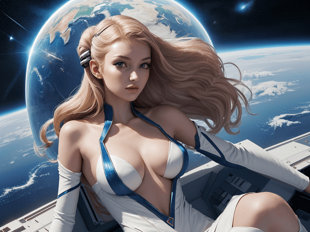 AI generated: absolutey stunning, beautiful space girl, in a ship
