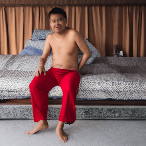 AI generated: A malay man wearing red underwear