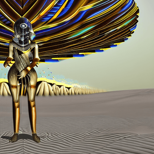 AI generated: alien creature in desert art hd, in the style of futuristic glamour, dark beige and gold, low depth ...
