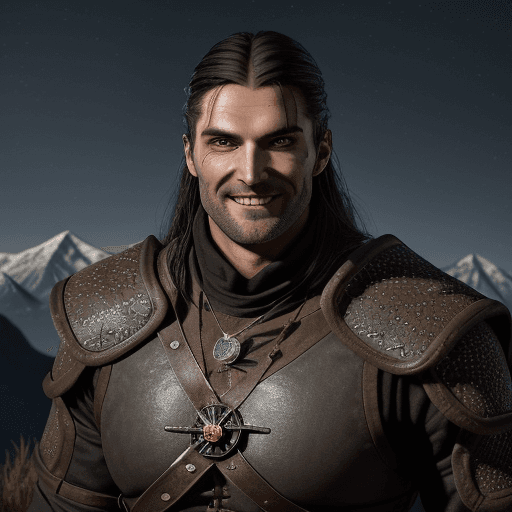 AI generated: Aldric is a tall and muscular witcher with striking amber eyes and dark hair. His cat-like features ...