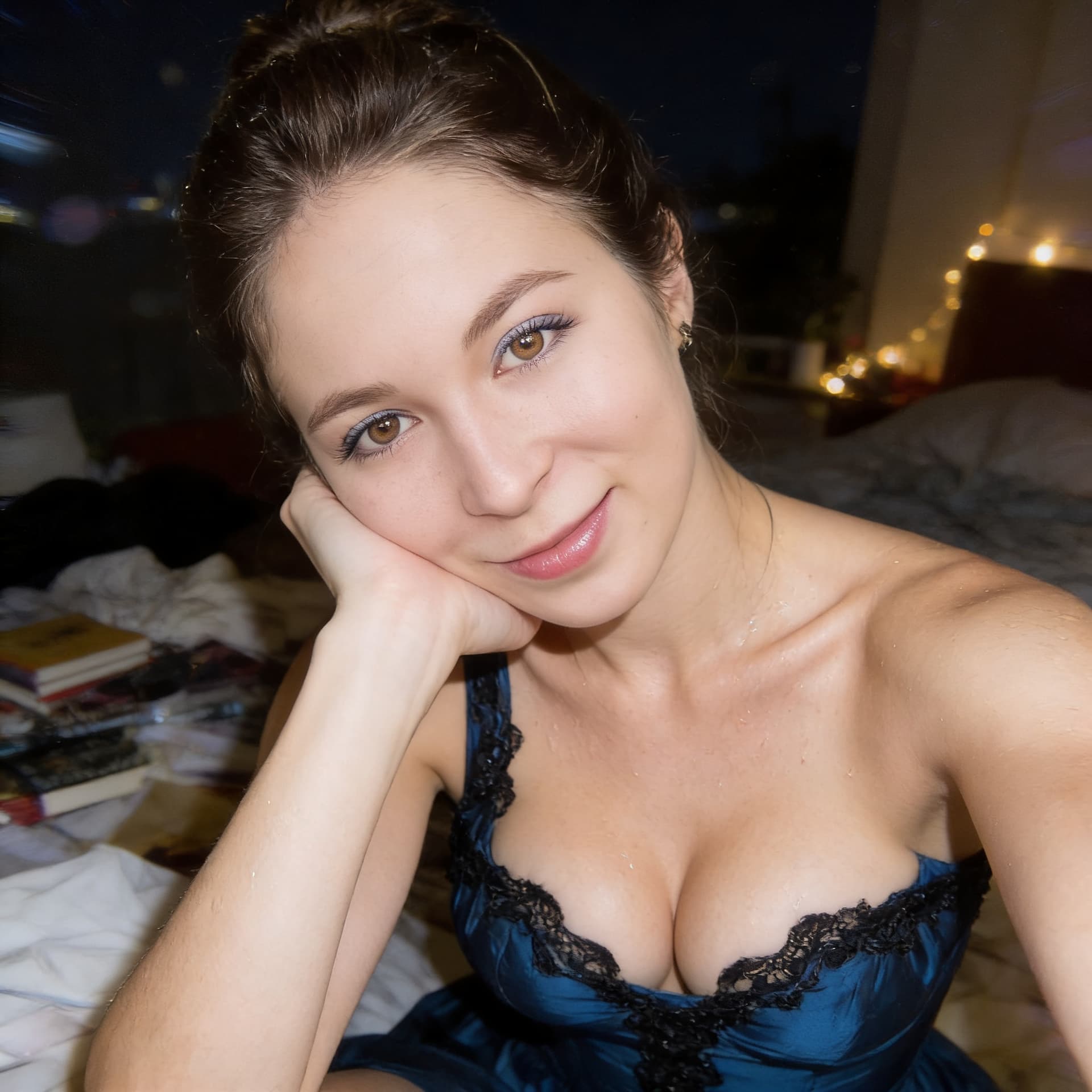 AI generated: Take the face from the input picture. An extremely mediocre iPhone front camera selfie, with no clea...