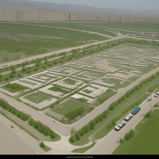 AI generated: High resolution photography green colored kicksharing parking in Khujand Tajikistan