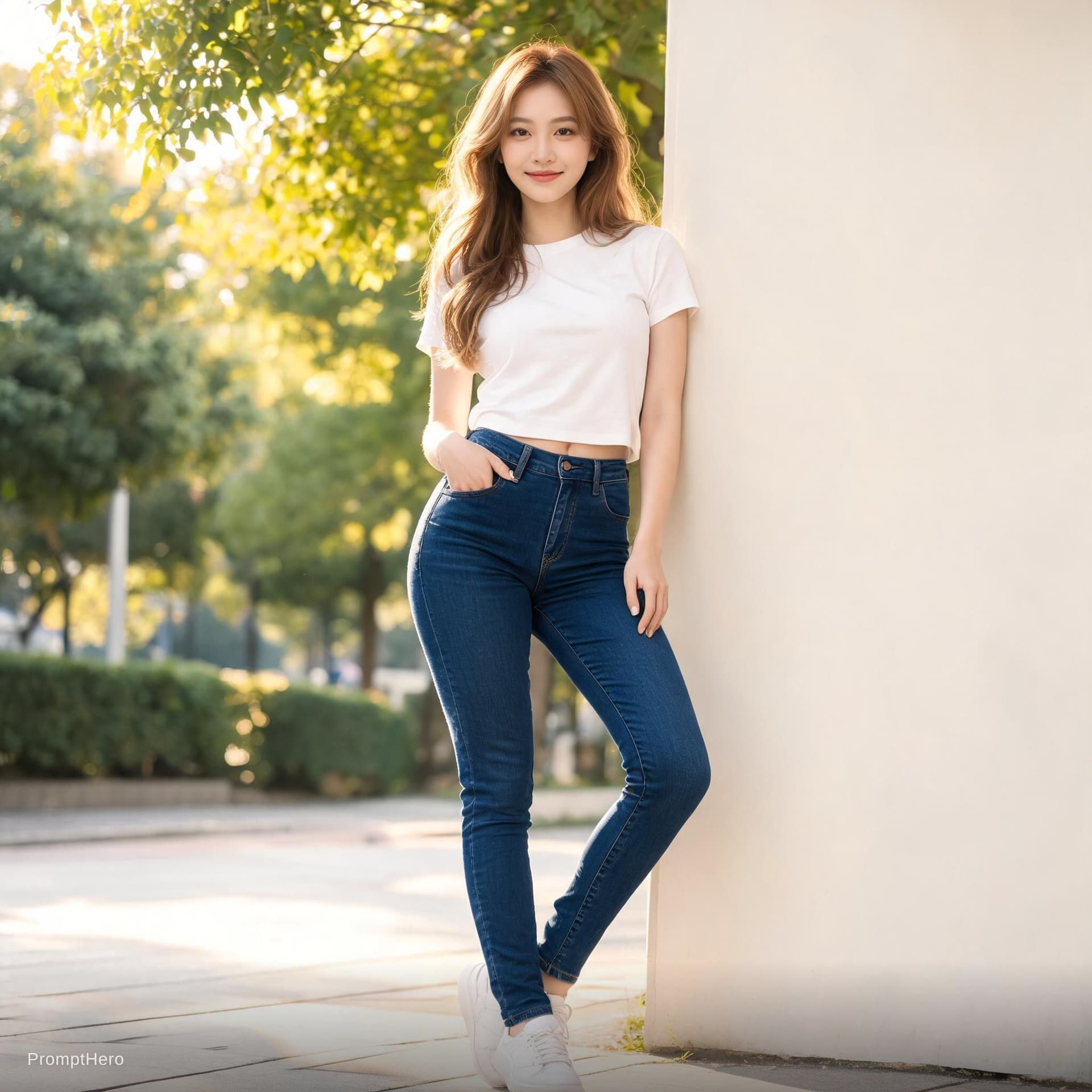 AI generated: Beautiful woman in tight jeans showing asd