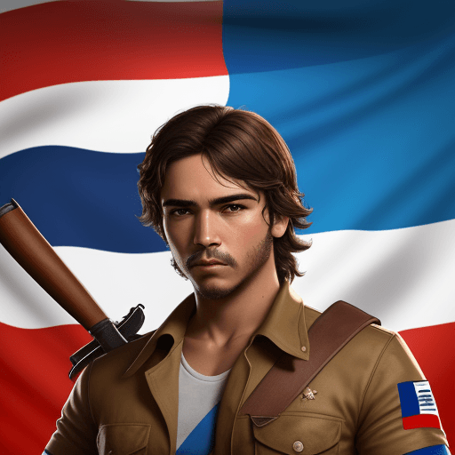 AI generated: Personaje de Rafael free fire con la bandera cubana y el título tu_(cubano)° en el fondo