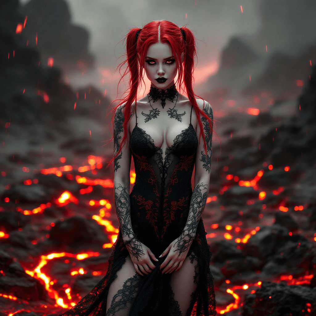 AI generated: A realistic, full-body photo of a fit, thin, perfect-bodied, very pale woman standing gracefully in ...